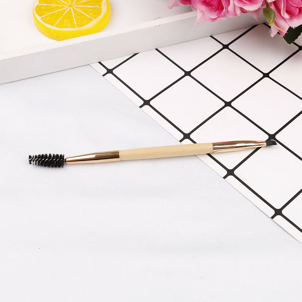 Pro makeup tools bamboo handle double eyebrow brush + eyebrow comb brushes B Hn