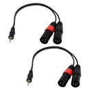 2x 3.5mm Stereo Male Plug TRS Audio Jack to Dual XLR 3 Pin Male Y Data Cable