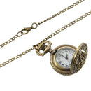 Round Quartz Pocket Watch Bronze Necklace Saudi number Hollow Flower O6E4