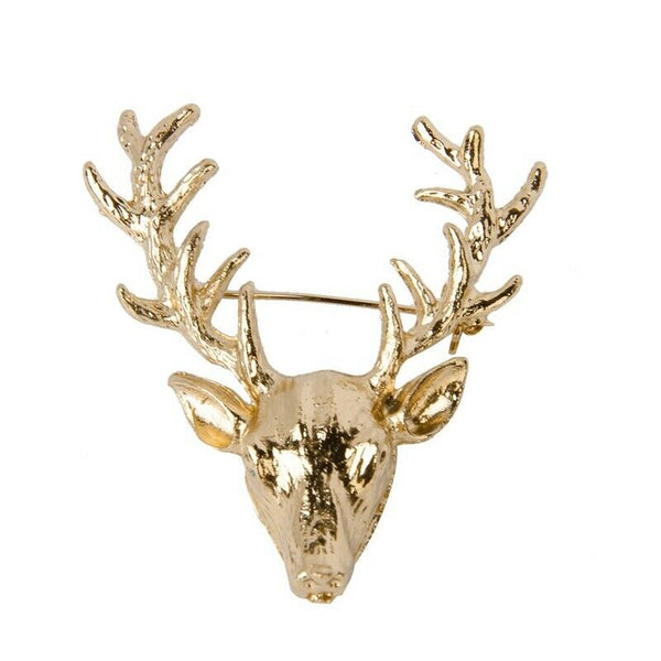 1 x Gorgeous Christmas Antler Deer Head Collar Brooch Pin Xmas Gift Unisex- G2M3