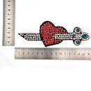 Arrow Through Heart Beaded Patch Sewing on Patch Rhinestone Beading Applique TE