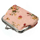 Women Roses Floral Fabric Clip Mini Small Coin Pocket Purse Bag Clutch