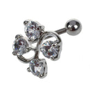 Reverse Belly Bar with Clear Crystals Top Down Body Crystal Dangle U7G5
