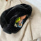 Women Fluffy Shoulder Bag Solid Plush Handbags Female Winter Totes (Black)
