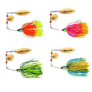 4pcs Fishing Hard Spinner Lures Spinner bait Pike Bass Black&yellow&rose re