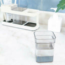 Toothbrush Dispenser Toothpaste Stand Holder Bathroom Storage Organizer White
