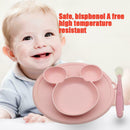 Silicone Cushion Baby Plate with Spoon for Kid Infant Tableware Bowl (Pink) A