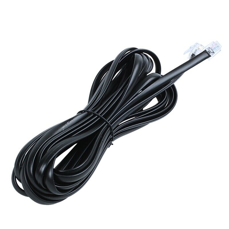 6P6C RJ11 Telephone Extension Fax Modem Cable Line 5M Length Black E3B5