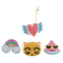 4pcs Rainbow Cat Key Chain 5D Special Shaped Diamond Painting Cross Stitch A