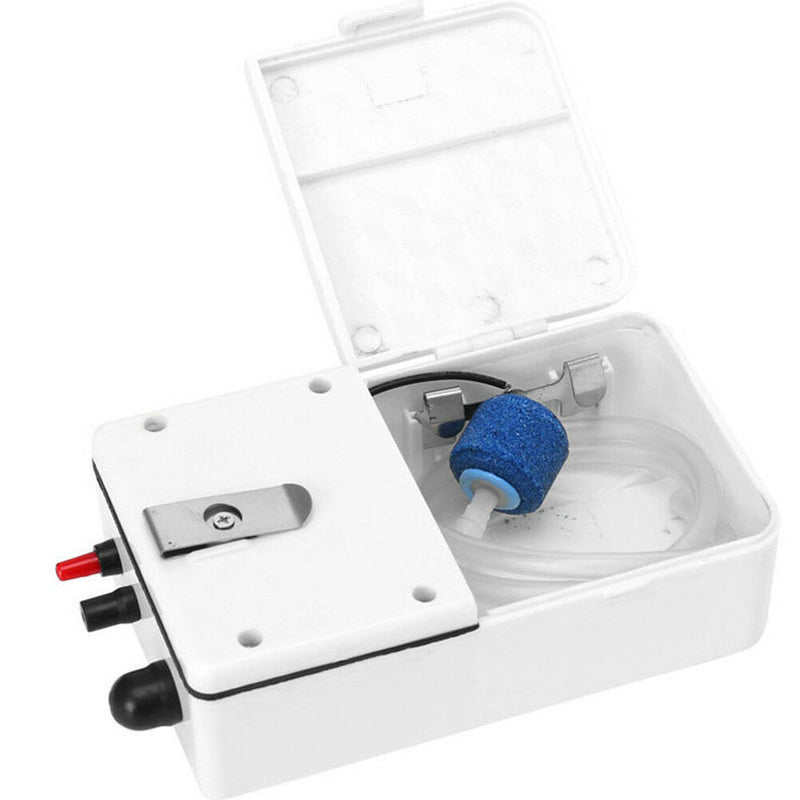 Aquarium Battery Operated Fish Tank Air Pump Aerator Oxygen W/ Air Ston Hot L8W8
