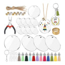 74Pc Acrylic Keyring Blank Craft Tassels Pendants DIY Jewelry Making Accessories