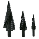 3pcs HSS Step Drill Bit Set Spiral Cutter Tools Change Speed Black 4-32mm