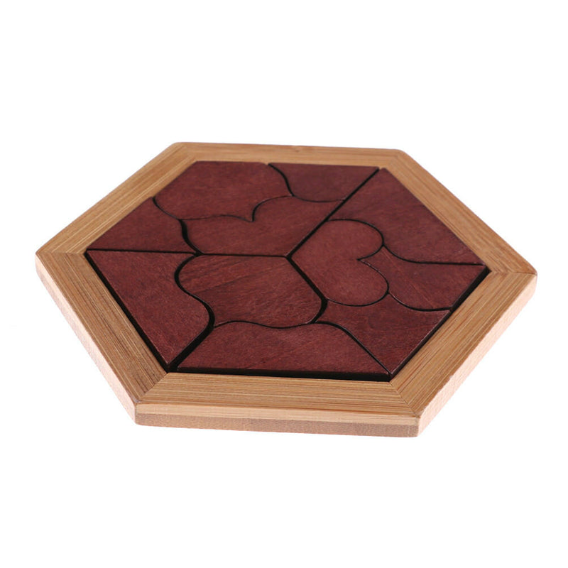 Child Kids Wooden IQ Game Jigsaw Intelligent Tangram Brain Teaser Puzzle Toys ME