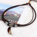 Men's Bohemia Wolf Tooth Pendant Leather Beaded Weaved Necklace Jewelry Gif U7L8