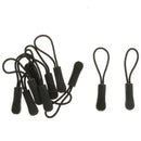10Pcs Black Zipper Pullers Cord Rope Ends Lock Zip Sliders for Clothing Bag