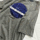 Summer Women Loose T-shirt Star Print Sequin Short-Sleeve TopsÃ¯Â¼Ë†Gray) (XL) A
