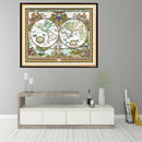 14CT 51x42cm Old World Map Stamped Cross Stitch Embroidery Kits Home Decor