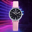Waterproof Star Sky Quartz Watch Women Leather Strap Wristwatch (Pink B) A