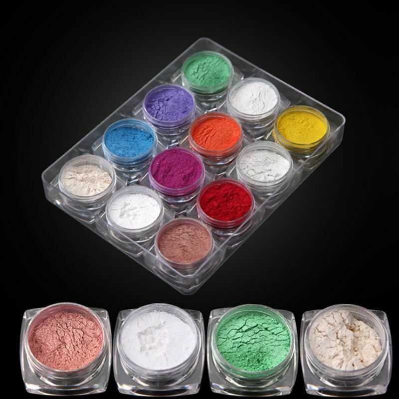 12boxes/set 12 Colors Holographic Nail Powder Nail Manicure For Nails Art C X1F1