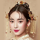Chinese Traditional Wedding Comb Hair Stick Earring Set for Costume Drama