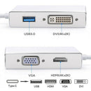 4 In 1 Type C Male To Hdmi Vga Dvi Usb 3.0 Female Adapter Converter Support