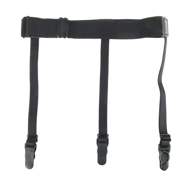 Men's Shirt Stays Holders Elastic Garter with Non-slip Locking Clamps Black