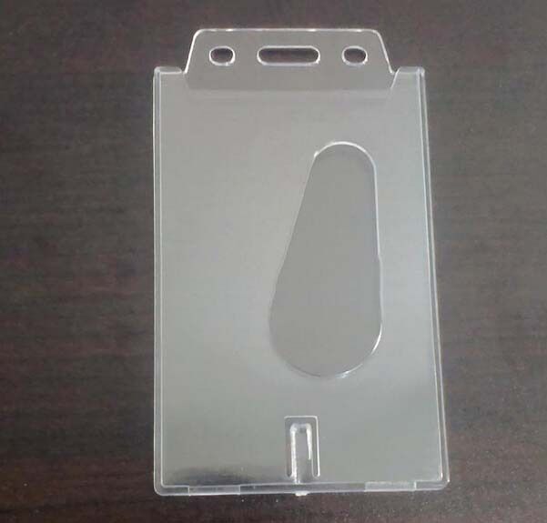 2X Vertical Transparent Hard Plastic Business Credit Card Id Badge Holder ox Bj