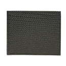 Men PU Leather Zipper Coin Wallets Bifold Woven Pattern Short Purse Bag