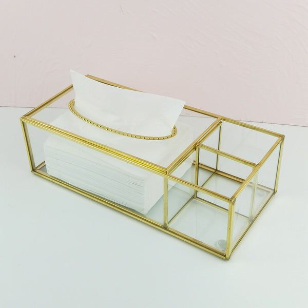 Rectangular Clear Glass Paper Tissue Box Decorative Glass Napkin Storage Box