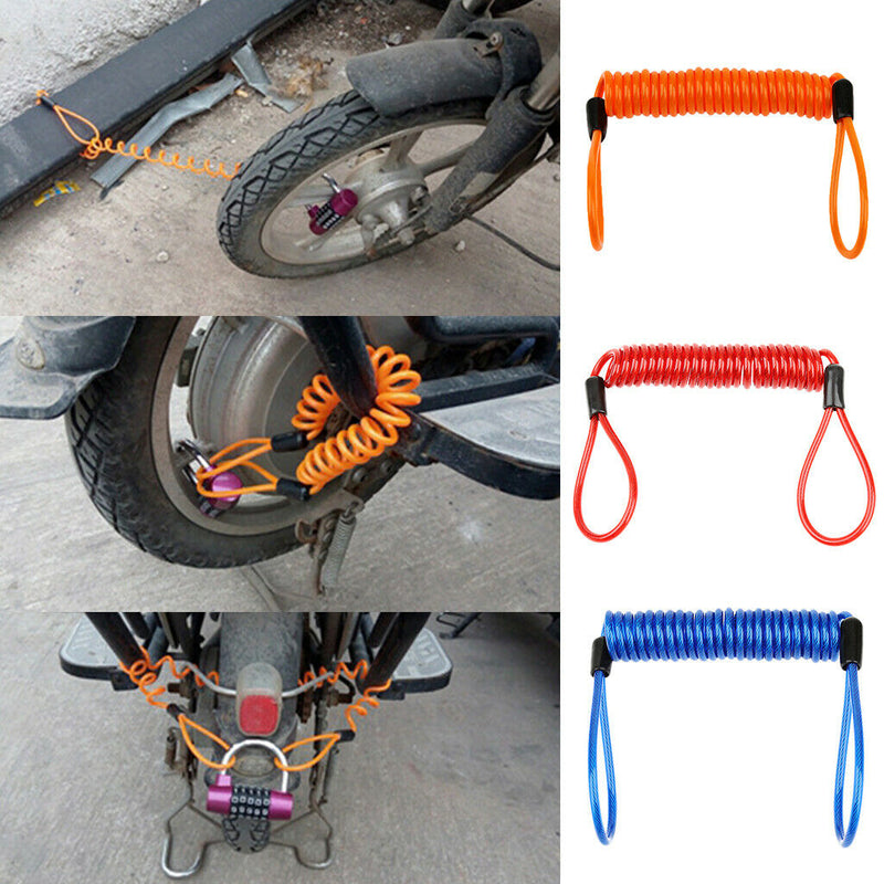 Steel Lanyard Spring Coil Wire Lock Safety Cable Lanyard Tether Blue 1.5m