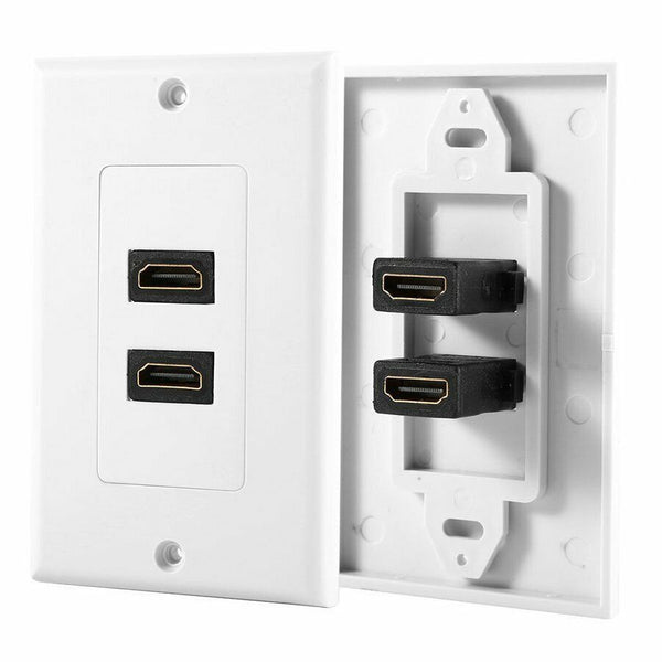 HDMI 2-Ports Wall Face Plate Panel Outlet 1080p Cover Coupler Socket HOT X8T2