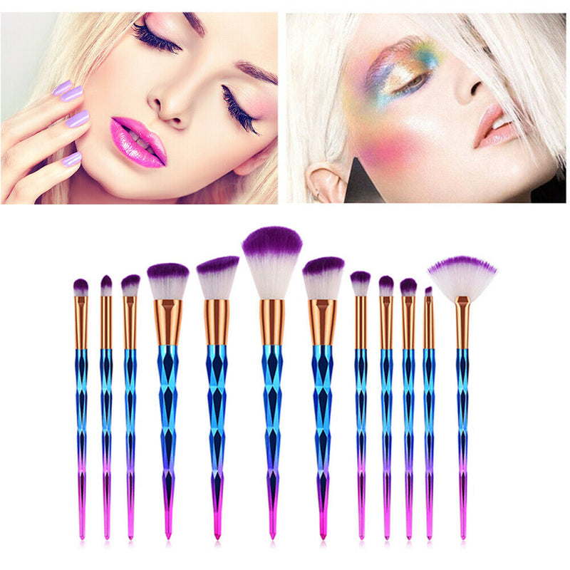 12pcs Loose Powder Foundation Blending Blush Eye Shadow Makeup Brushes Set