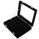 24 grid Display Box Jewelry Storage Glass Bracelet Watch pillow Buckle Blac