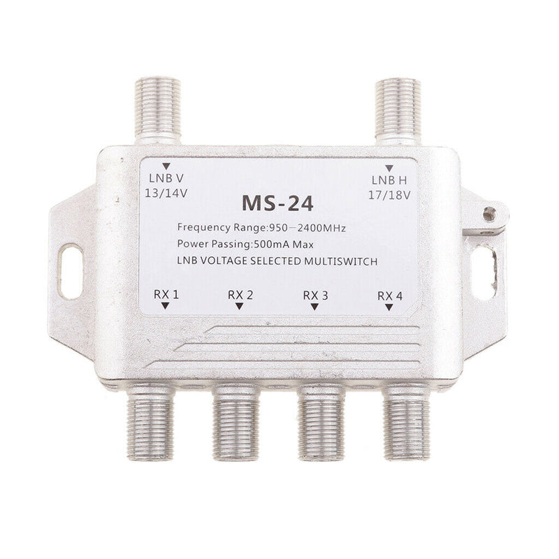 2x4 Satellite MultiSwitch Splitter FTA TV LNB Switch Cascade 2 in 4 Out