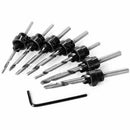 22x Tapered Woodworking Drill Countersink Bit Screw Pilot Collar Set Holes I9R0