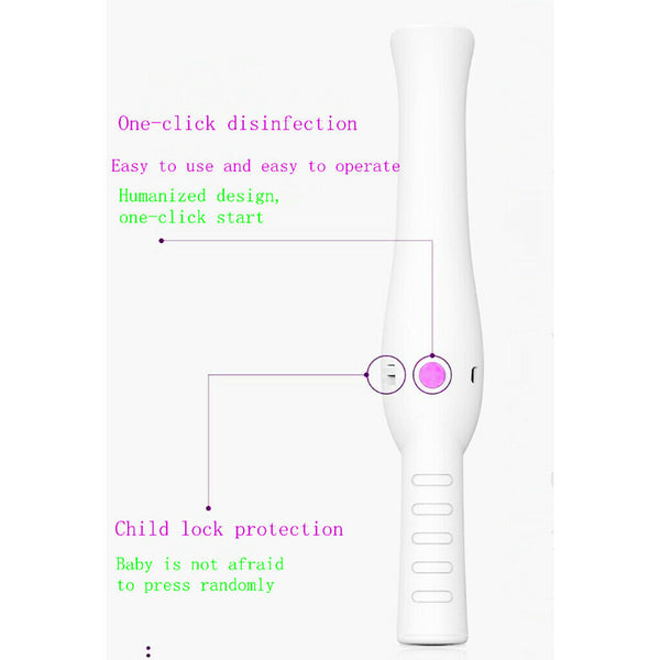 LED UV Disinfection Lamp Portable Handheld UVC Sterilizer Lights Tube Gray