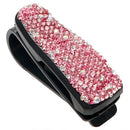 Pink Rhinestone Shining Car Sun Visor Glasses Clip Sunglass Holder Plastic