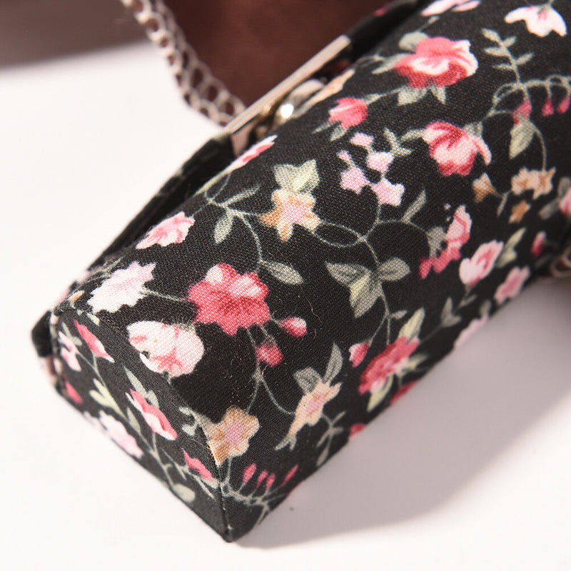 Fashion Floral Cloth Lipstick Case Holder With Mirror Inside & Snap-On Closu Nw