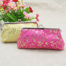 Women's Flower Floral Coin Purse Wallet Money Bag Mini Clutch Bag(Rose Red) S6I1