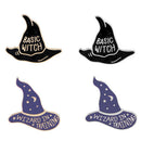 4PCS/Set Enamel Witch Hat Brooch Pin Shirt Collar Pin Women Badge Jewelry GiftM&