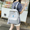 4pcs/Set Women Canvas Backpack Teenage Girls Shoulder School Bag (Gray)