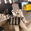 New Portable Square Stripe Straw Bag Fashion Large Capacity Woven Shoulder