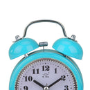 8cm Silent Bedside Clock Double Twin Bell Alarm Clock with Night Light Blue