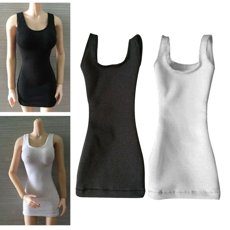 2 Pieces 1/6 Skirt Sets Black White Dress Clothes Fashion for 12