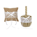Rustic Wedding Party Hessian Jute Lace Ring Pillow Bearer 6" & 2 Flower Basket