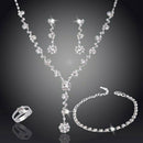 Rhinestone Crystal Necklace Earrings Bracelet Ring Wedding Bridal Jewelry Set^^