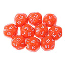 10pcs/Set For TRPG Game   D&D 16 Sided Acrylic Dice Orange