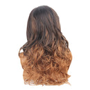 Ombre Brown Synthetic Long Curly Two Tone Wig Dark Roots Women Party Daily
