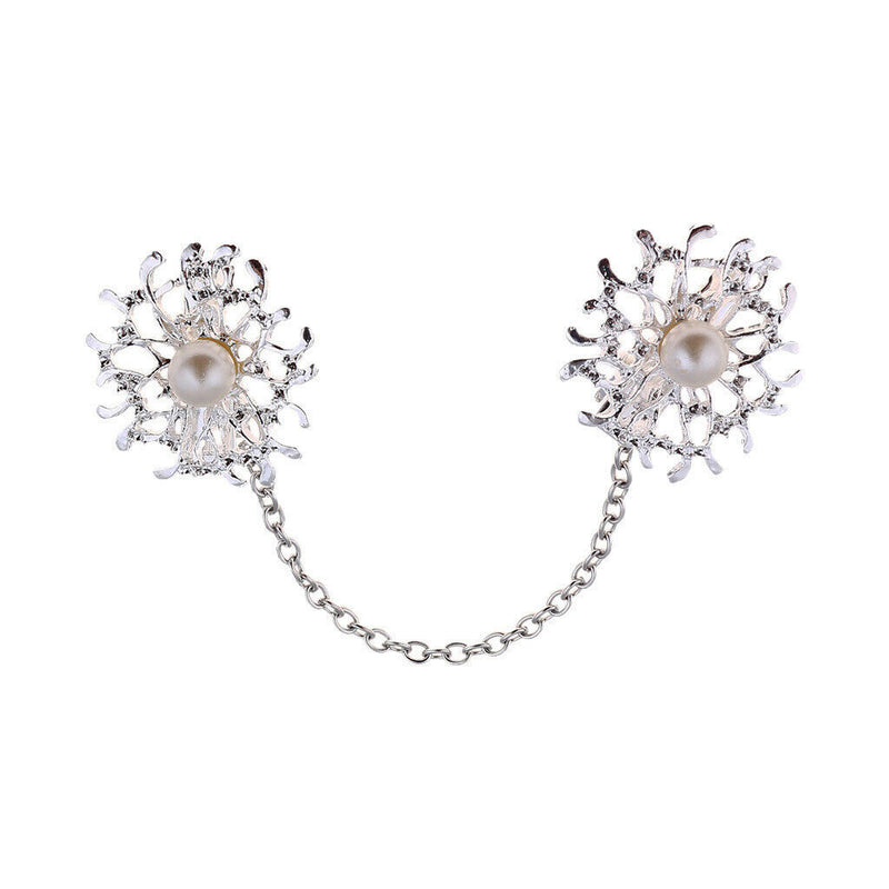 Retro Shawl Clips with Chain - Pack of 3 - Cardigan Shrug Sweater Clips Clasp,