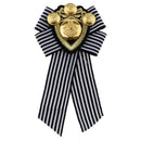 Novelty Bowknot Brooch Fabric Bow Tie Men Wome British Badge Black Stripe